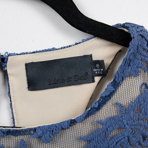 Line & Dot blue sheer lace blouse-M - Picture 3 of 6